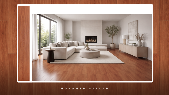 LS28 Cherry Red SPC flooring installed in living room