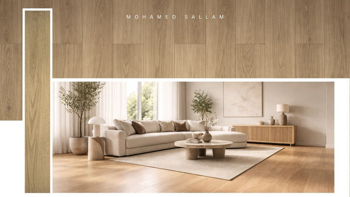 JY-408 Light Oak SPC flooring installed in living room