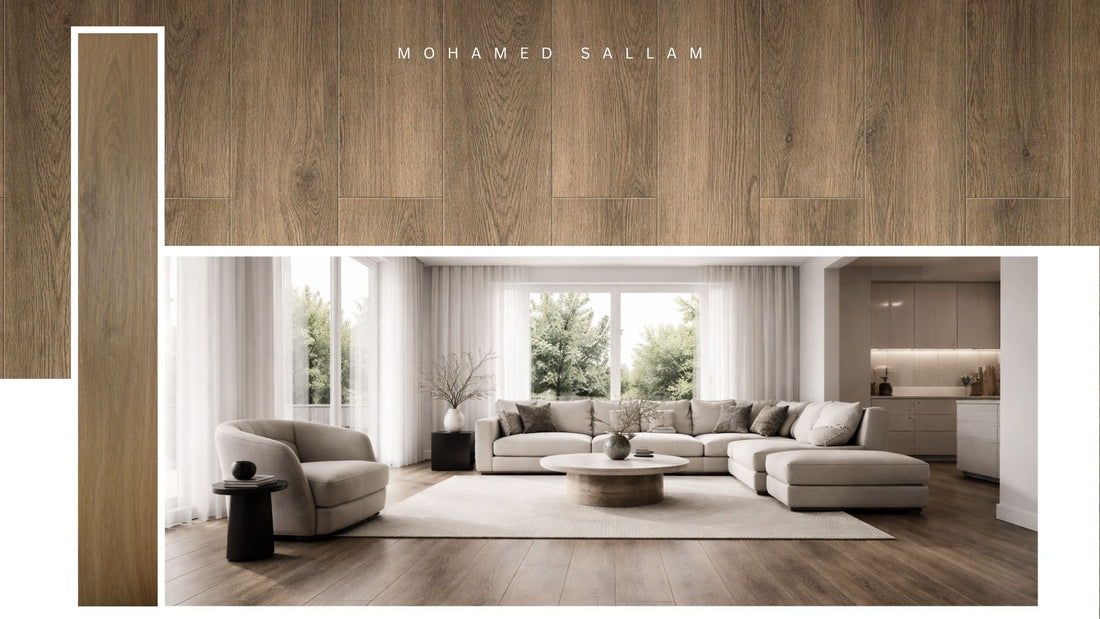 JY-901 Warm Chestnut SPC flooring installed in living room
