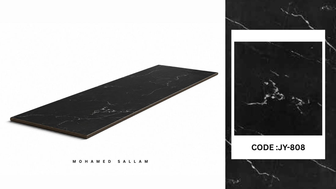 JY-808 Black Marble SPC stone-look tile swatch
