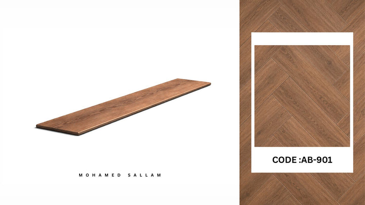 AB-901 Caramel herringbone SPC flooring swatch
