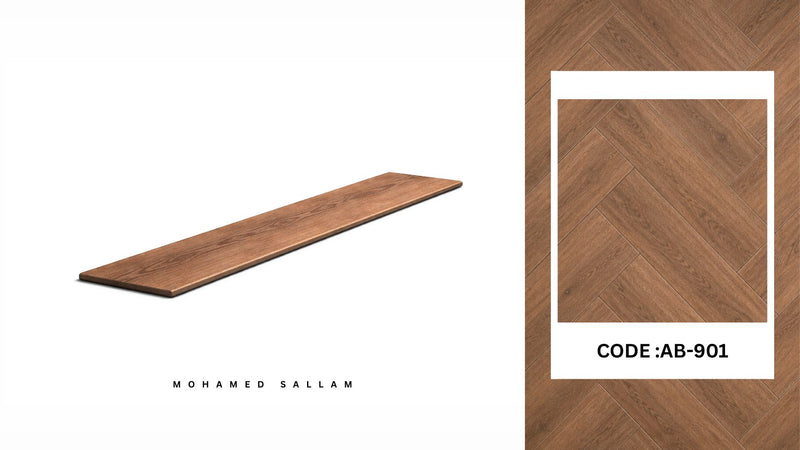 AB-901 Caramel herringbone SPC flooring swatch